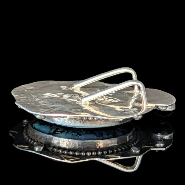 LINDA LUNDELL Pan Pendant 18K Gold Sterling Silver Cloisonne Enamel Garnet Signed