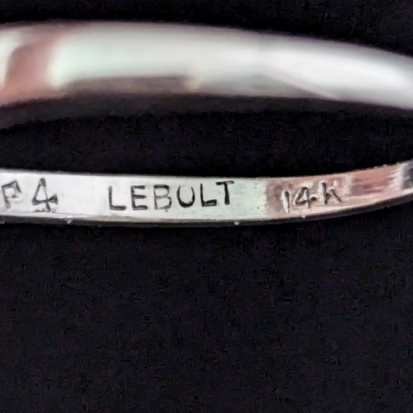 LeBolt &Co Art Deco Diamonds 14k White Gold Dinner Ring Fan Design Vintage 1930s 