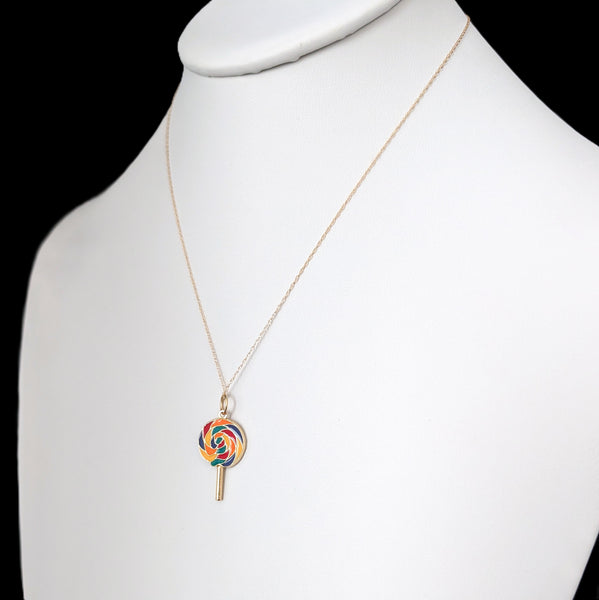 Toledo - Lollypop 14k Yellow Gold Enamel Pendant