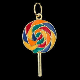 Toledo - Lollypop 14k Yellow Gold Enamel Pendant