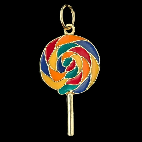 Toledo - Lollypop 14k Yellow Gold Enamel Pendant