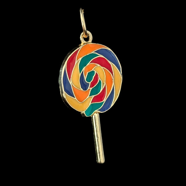 Toledo - Lollypop 14k Yellow Gold Enamel Pendant