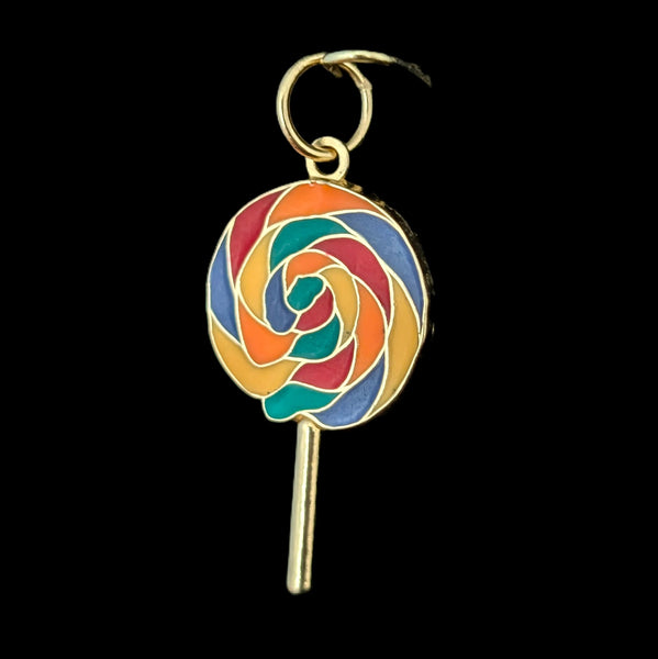 Toledo - Lollypop 14k Yellow Gold Enamel Pendant