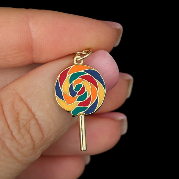 Toledo - Lollypop 14k Yellow Gold Enamel Pendant