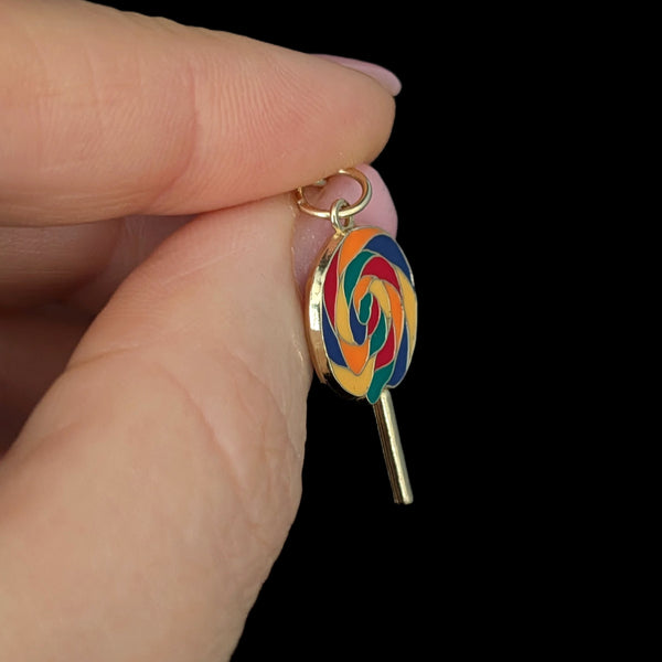 Toledo - Lollypop 14k Yellow Gold Enamel Pendant