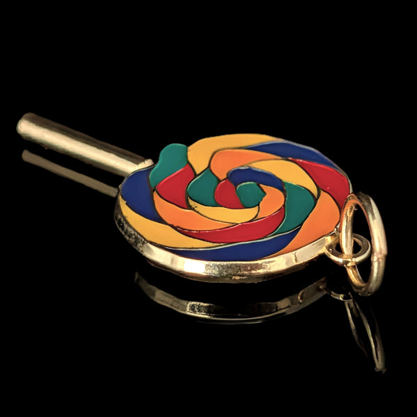 Toledo - Lollypop 14k Yellow Gold Enamel Pendant