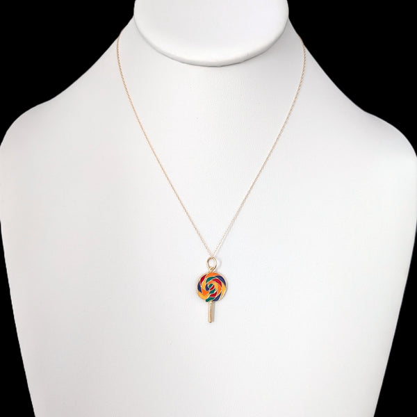 Toledo - Lollypop 14k Yellow Gold Enamel Pendant