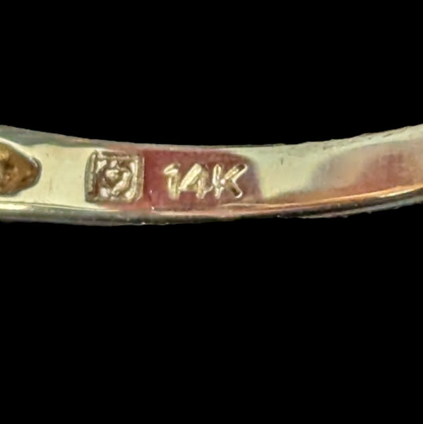 MICHELLE ALBALA Diamond Amethyst 14K Yellow Gold Estate Lucky Clover Ring Gift maker's mark
