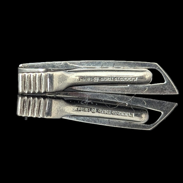1960s MIKIMOTO Vintage Men's Tie Clip 7mm Pearl Sterling Silver Luxury Akoya