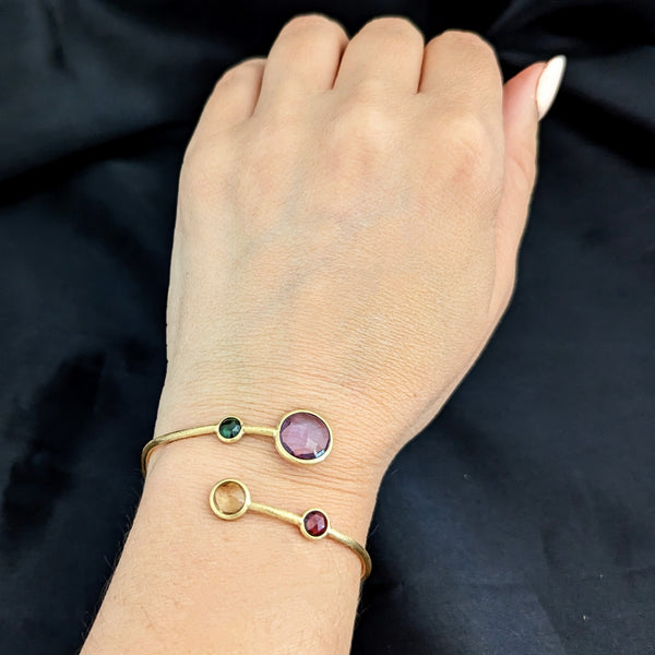 Marco Bicego Jaipur 18k Yellow Gold Multi Gemstone Cuff Bracelet Estate Gift