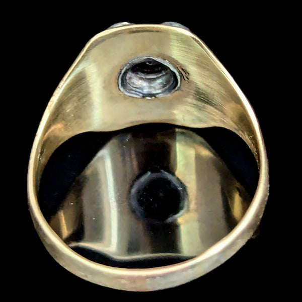 Masonic Antique 32 Degree Men's Ring Old European Cut Diamond Enamel 14k Gold