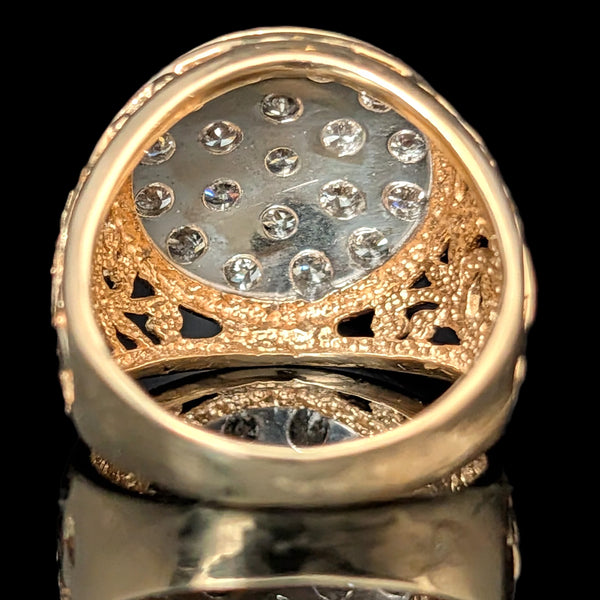 Mens Vintage Diamond Cluster Ring 14K Gold Massive 10.8g Large 20mm Estate Gift 