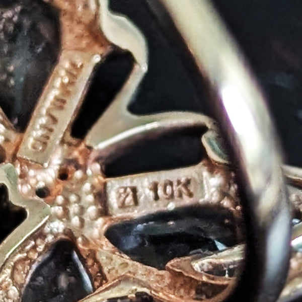 Morganite Diamonds 10k Rose Gold Butterfly Cocktail Ring Gift Estate Jewelry