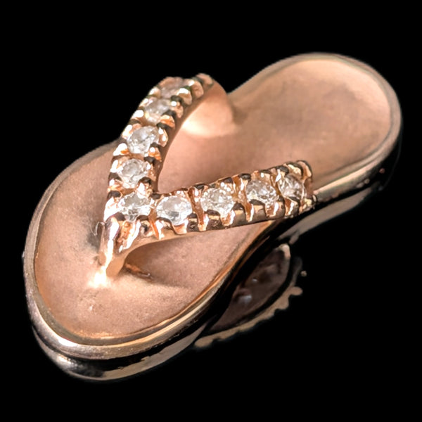 NA HOKU Diamonds 14k Rose Gold Flip Flop Pendant Estate Jewelry Gift