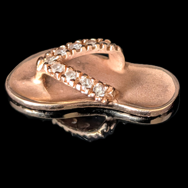 NA HOKU Diamonds 14k Rose Gold Flip Flop Pendant Estate Jewelry Gift
