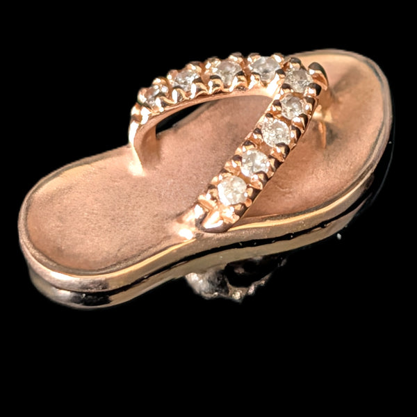 NA HOKU Diamonds 14k Rose Gold Flip Flop Pendant Estate Jewelry Gift