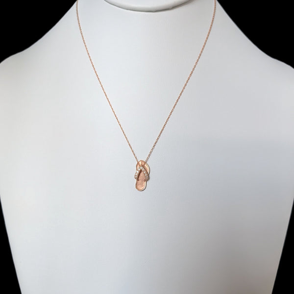 NA HOKU Diamonds 14k Rose Gold Flip Flop Pendant Estate Jewelry Gift