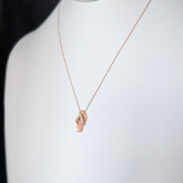 NA HOKU Diamonds 14k Rose Gold Flip Flop Pendant Estate Jewelry Gift
