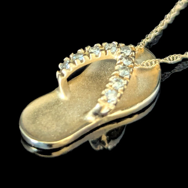 Sagres - Na Hoku Diamonds 14k Gold Flip Flop Pendant on Chain