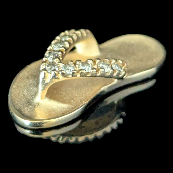 NA HOKU Diamonds 14k Yellow Gold Flip Flop Necklace Pendant on Chain Estate