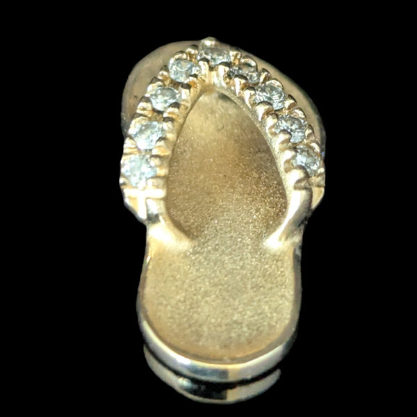 NA HOKU Diamonds 14k Yellow Gold Flip Flop Necklace Pendant on Chain Estate