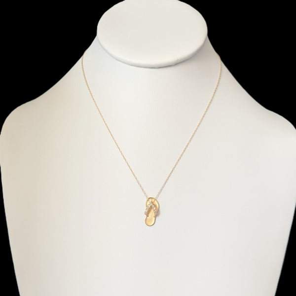 NA HOKU Diamonds 14k Yellow Gold Flip Flop Necklace Pendant on Chain Estate