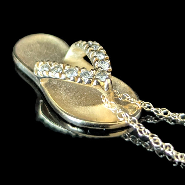 Sagres - Na Hoku Diamonds 14k Gold Flip Flop Pendant on Chain
