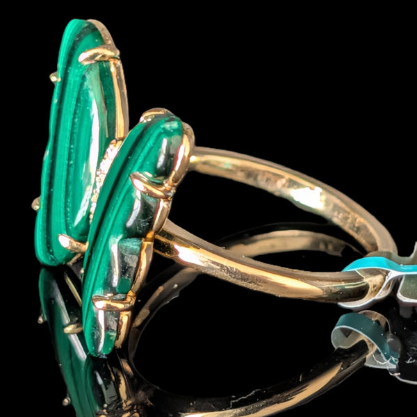 Hoboken - EFFY Diamonds Malachite 14k Yellow Gold Butterfly Cocktail Ring New Old Stock