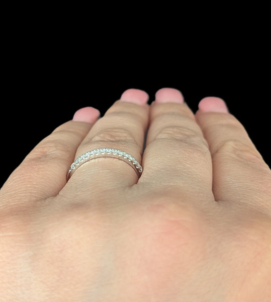 Natural Diamonds 14k White Gold Wedding Band Estate Bridal Anniversary Gift  quality color design maker's mark QCD