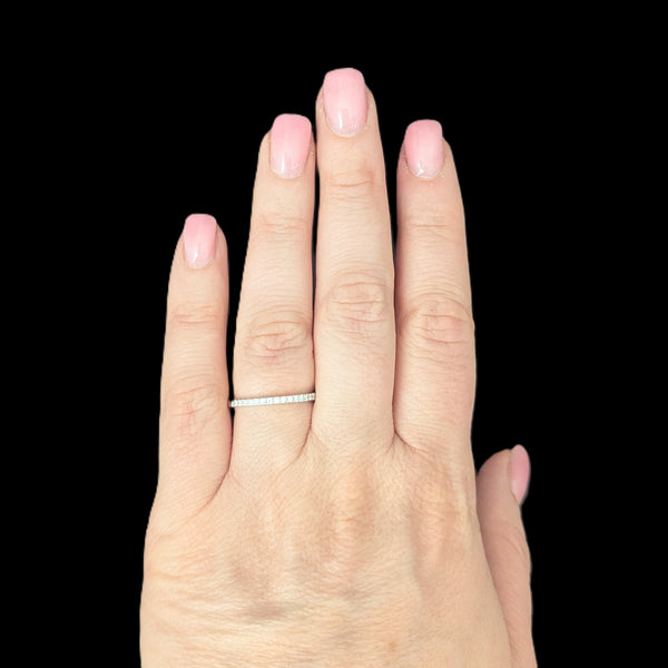 Natural Diamonds 14k White Gold Wedding Band Estate Bridal Anniversary Gift  quality color design maker's mark QCD