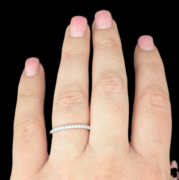 Natural Diamonds 14k White Gold Wedding Band Estate Bridal Anniversary Gift  quality color design maker's mark QCD