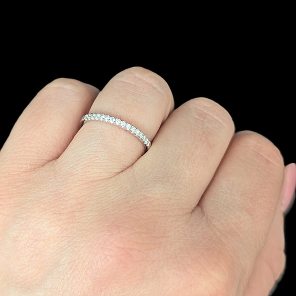 Natural Diamonds 14k White Gold Wedding Band Estate Bridal Anniversary Gift  quality color design maker's mark QCD