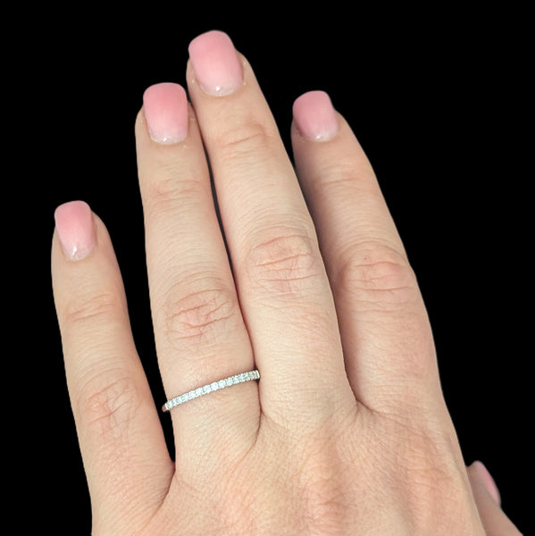 Natural Diamonds 14k White Gold Wedding Band Estate Bridal Anniversary Gift  quality color design maker's mark QCD