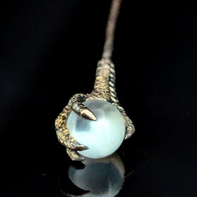 Antique 14k Yellow Gold Claw / Talon Holding Orb Stick Pin Lapel Victorian 1800s 