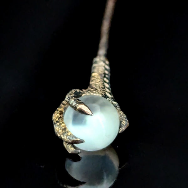 Antique 14k Yellow Gold Claw / Talon Holding Orb Stick Pin Lapel Victorian 1800s 