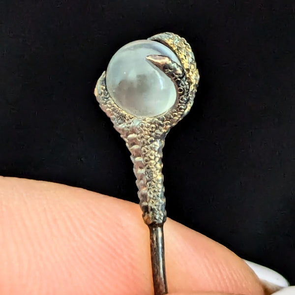 Antique 14k Yellow Gold Claw / Talon Holding Orb Stick Pin Lapel Victorian 1800s 