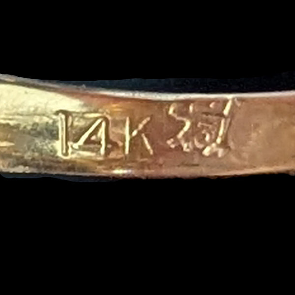 1930s Diamond 10-14k Yellow Gold Camphor Glass Ring Cocktail Filigree Art Deco  HALLMARK