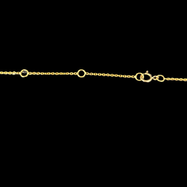 Pear Cut Natural Sapphires 18k Yellow Gold Station Necklace 24.5" Adjustable Length Gift 