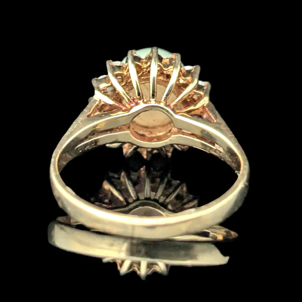 Pearl Diamonds 14k Yellow Gold Halo Ring Vintage Estate Jewelry Gift