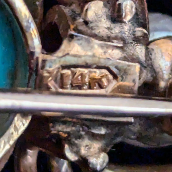 Retro Fly 14k Yellow Gold Turquoise Pearl Pink Sapphire Brooch Pin Bug Vintage