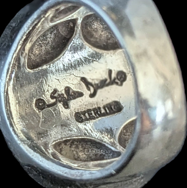 STEPHEN DWECK Rainbow Calsilica 925 Sterling Silver Cocktail Ring Vintage Rare maker's mark