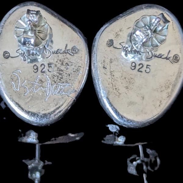 STEPHEN DWECK Rainbow Calsilica Sterling Silver Earrings Double Signed Vintage