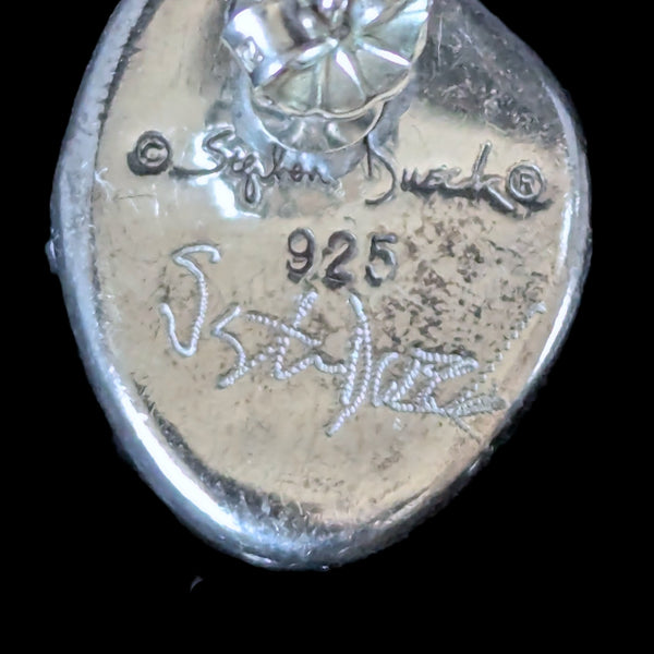 STEPHEN DWE CK Rainbow Calsilica Sterling Silver Earrings Double Signed Vintage makers mark