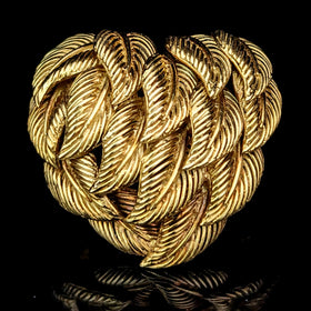 The Aubrac - Tiffany & Co. Vintage 18k Yellow Gold Heart Leaves Brooch 1960s