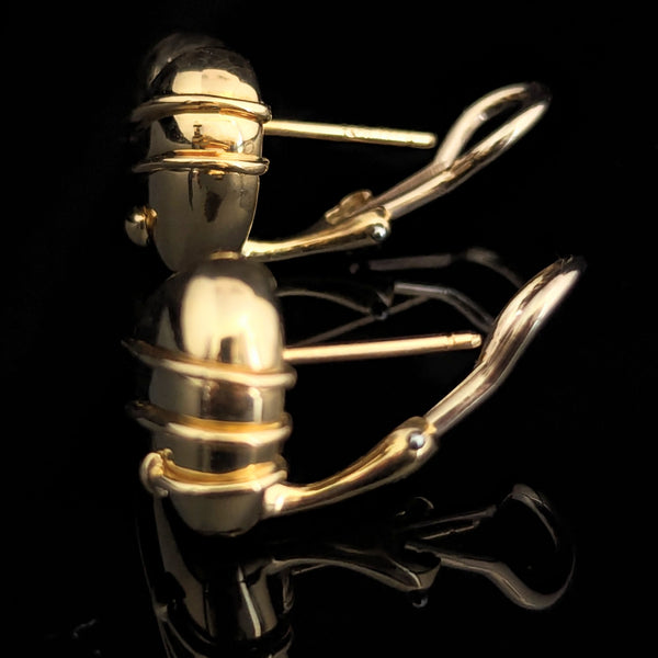 Tiffany & Co 1994 18k Yellow Gold Cupid Heart Arrow Earrings Vintage Estate Gift