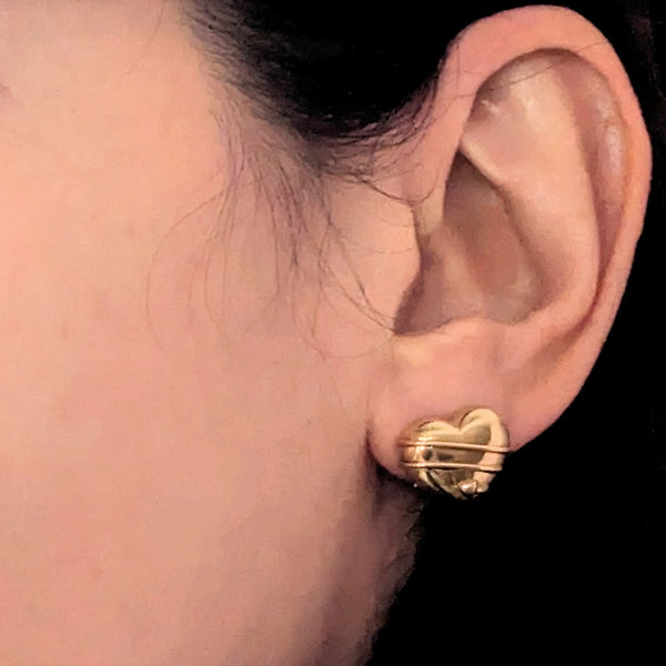 Tiffany & Co 1994 18k Yellow Gold Cupid Heart Arrow Earrings Vintage Estate Gift