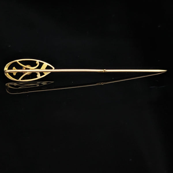 Vintage 10k Yellow Gold Stick Pin Gemstone Lapel Estate Jewelry Antique