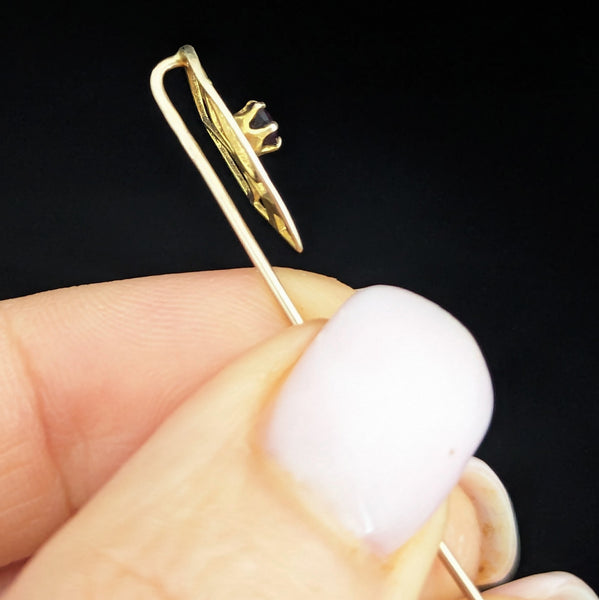 Vintage 10k Yellow Gold Stick Pin Gemstone Lapel Estate Jewelry Antique