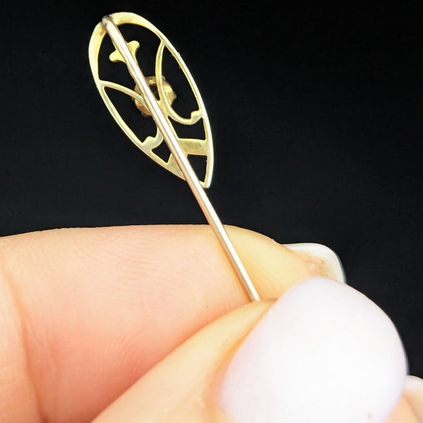 Vintage 10k Yellow Gold Stick Pin Gemstone Lapel Estate Jewelry Antique