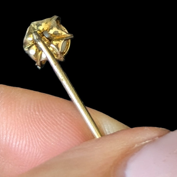 Vintage 10k Yellow Gold Stick Pin Pearl Lapel Estate Jewelry Retro Gift